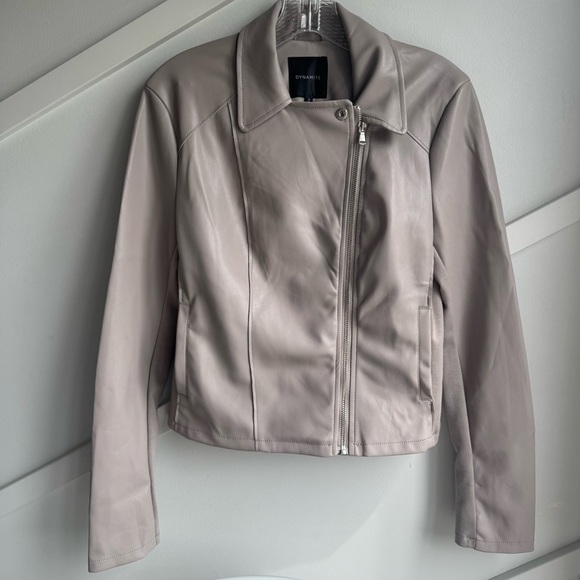 Dynamite Women's Faux Leather Moto Suede Biker Jacket Grey Dove size M - Picture 4 of 8
